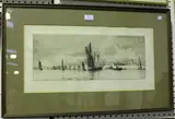 Hot Walls, Portsmouth by William Lionel Wyllie, monochrome etching, sold Oct 2018