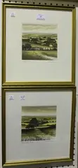 Kathleen Caddick, Field Gate' and 'Hillside Track', a pair of 20th century aquatints and hand-colouring, signed, titled and editioned 193/250 and 224/250 in pencil