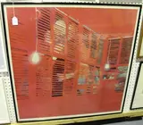 Jacobo Borges, Figure peering through Shutters into a Bulb-lit Interior, serigraph