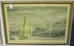 Felix Kelly, Drifter and Paddle Steamers, colour lithograph
