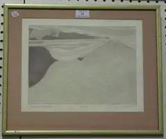 John Brunsden, Dorset Beach, etching with aquatint