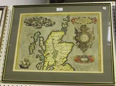 Abraham Ortelius, Britannicarum Insularum Vetus Descriptio' (Map of the British Isles), engraving on two sheets with later hand-colouring