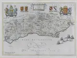 J. Blaeu, Suthsexia, vernacule Sussex' (Map of the County), engraving circa 1645