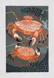 Edward Bawden, Aesop's Fables: An Old Crab & a Young, colour linocut