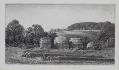Stanley Roy Badmin, Potato Clamps, monochrome etching