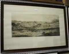 Marius Bauer, Panoramic View of Jerusalem, etching