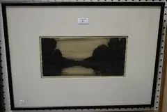 David Young Cameron, Still Waters (The River Tay), drypoint etching