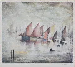 L. S. Lowry, Sailing Boats, colour print