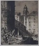 Frank Brangwyn, The Rialto' (Venice), etching on laid paper