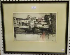 Albany E. Howarth, Ponte Vecchio, Florence, etching