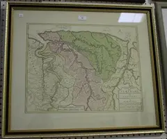 Joachim Ottens, Nieuwe Kaart van Suriname vertonende de Stromen en land-streken van Suriname, Comowini, Cottica, en Marawini...' (Map of the Jewish Settlement of Joden Savanna in Suriname), engraving with later hand-colouring