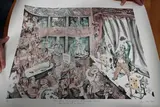 Chris Orr, They gave me a present, of Mornington Crescent... one brick at a time!, 1996, colour lithograph