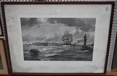 Charles Napier Hemy, Sailing Vessels off Portsmouth, photogravure with hand-colouring, signed in pencil