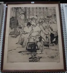 Jules De Bruycker, Place du Vieux Bourg à Bruges, etching