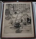 Jules De Bruycker, Place du Vieux Bourg à Bruges, etching
