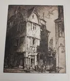 Frank Brangwyn, Street in Tours, etching on laid paper