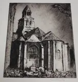 Frank Brangwyn, Notre Dame, Poitiers, etching on laid paper
