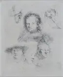 Rembrandt van Rijn, Studies of the Head of Saskia and others