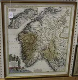 Regni Norvegiae Accurata Tabula in qua Praefecturae quinque Generales Aggerhusiensis, Bergensis Nidrosiensis, Wardhusiensis et Bahusiensis' (Map of Norway) by Johann Baptist Homann, engraving with later hand-colouring, sold Feb 2018