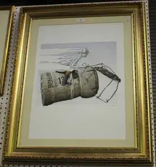 Bengt Böckman, Jockey riding a Champagne Cork, colour lithograph