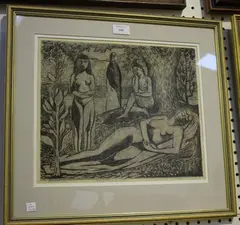 R.G. Botting, Daughters of Lot, 1950, woodblock print