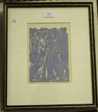 Margaret Leah Jaggar, Ruth, woodcut in mauve ink