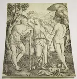 Marcantonio Raimondi, Allegorical Scene of a Young Woman between Two Men, etching with engraving on laid paper