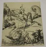 Monogrammist Fvb, St George and the Dragon, engraving on laid paper