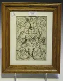 Giacomo Raibolini, Ornament with a Lion and a Griffin, engraving on laid paper