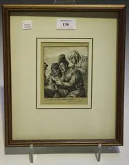 David Deuchar, Figures huddled around a Man reading, etching