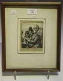 David Deuchar, Figures huddled around a Man reading, etching