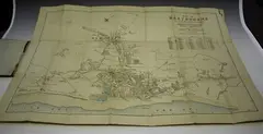 George Fuller, Map of Eastbourne Being an Exact Reduction from the New Ordnance Map, lithograph with near period hand-colouring folded and backed onto linen