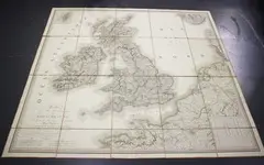 Pierre M. Lapie, Cartes des Iles Britanniques' (Map of the United Kingdom), engraving with near period hand-colouring in 20 sections folded and backed onto linen