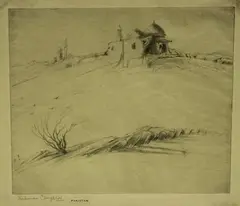 Abdur Rahman Chughtai, The Ruins, etching with drypoint