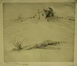 Abdur Rahman Chughtai, The Ruins, etching with drypoint