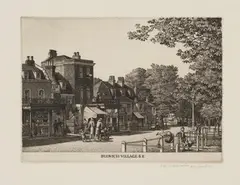 Stanley Roy Badmin, Dulwich Village, monochrome etching