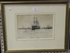 William Minshall Birchall, H.M.S. Worcester, monochrome wood-engraving