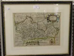 W. Hole, Comitatus Bercheriae vulgo Barkshyre' (Map of Berkshire), engraving with later colour