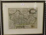 W. Hole, Comitatus Bercheriae vulgo Barkshyre' (Map of Berkshire), engraving with later colour
