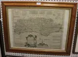 Thomas Kitchin, An Accurate Map of Sussex, monochrome engraving
