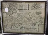 John Norden, Sussex Described and divided into Rapes with the situation of Chichester the cheife citie thereof' (Map of the County), monochrome engraving