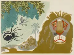 Edward Bawden, Aesop's Fables, The Gnat & the Lion, colour lithograph