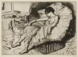Laura Knight, Sleeping Dancer, monochrome drypoint etching