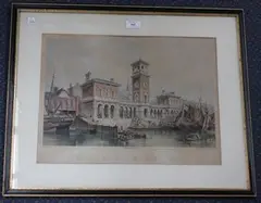 George Hawkins, Billingsgate Market 1851, lithograph in colours