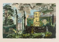 John Piper, Canons Ashby, screenprint in colours published by CCA