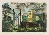 John Piper, Canons Ashby, screenprint in colours published by CCA