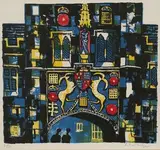 Julian Trevelyan, Christ's College, colour lithograph