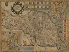 John Speed, The North and East Ridins [sic] of Yorkshire' (Map of the Region), engraving with near period colour