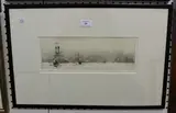 The U.S. Fleet on the Firth of Forth, Forth Bridge by William Lionel Wyllie, monochrome etching, sold Apr 2017