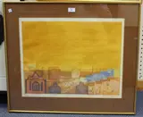 Helena Markson, Everton from Brow Side, coloured etching
